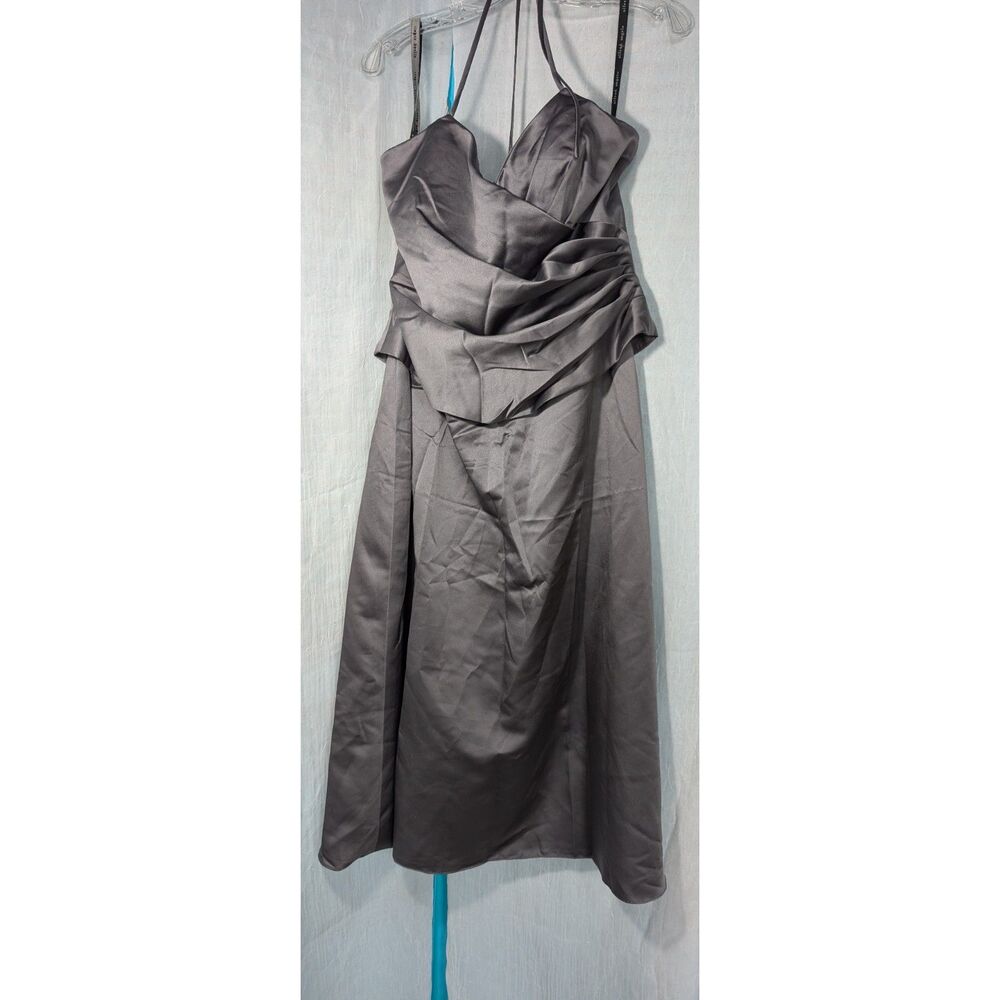 glamcore Y2kformal Alfred Angelo Charcoal Gray Satin Strapless Formal Dress Gown